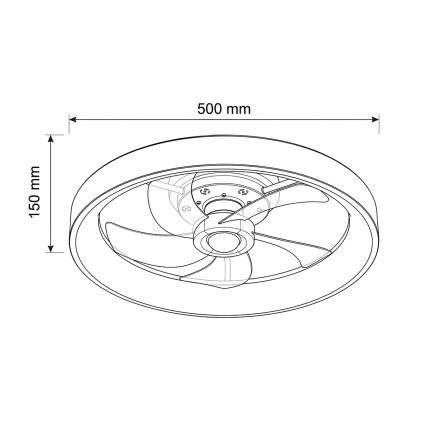 Brilagi - Ventilator de tavan LED dimabil, 34 W, 230 V, 3000-6500 K, Ø 50 cm, negru + telecomandă