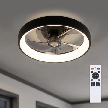Brilagi - Ventilator de tavan LED dimabil, 34 W, 230 V, Ø 50 cm, negru + telecomandă
