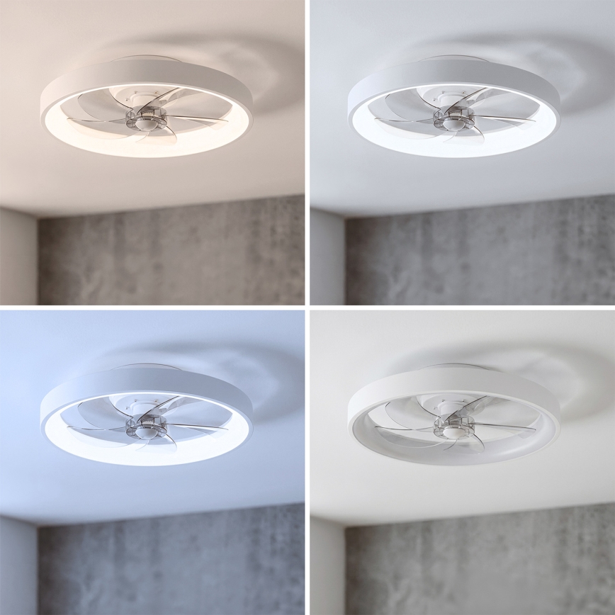Brilagi - Ventilator de tavan cu LED dimabil, 34W/230V, 3000-6500K, Ø 50 cm, alb + telecomandă