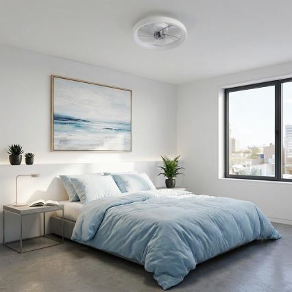 Brilagi - Ventilator de tavan cu LED dimabil, 34W/230V, 3000-6500K, Ø 50 cm, alb + telecomandă