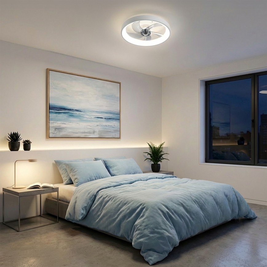 Brilagi - Ventilator de tavan cu LED dimabil, 34W/230V, 3000-6500K, Ø 50 cm, alb + telecomandă