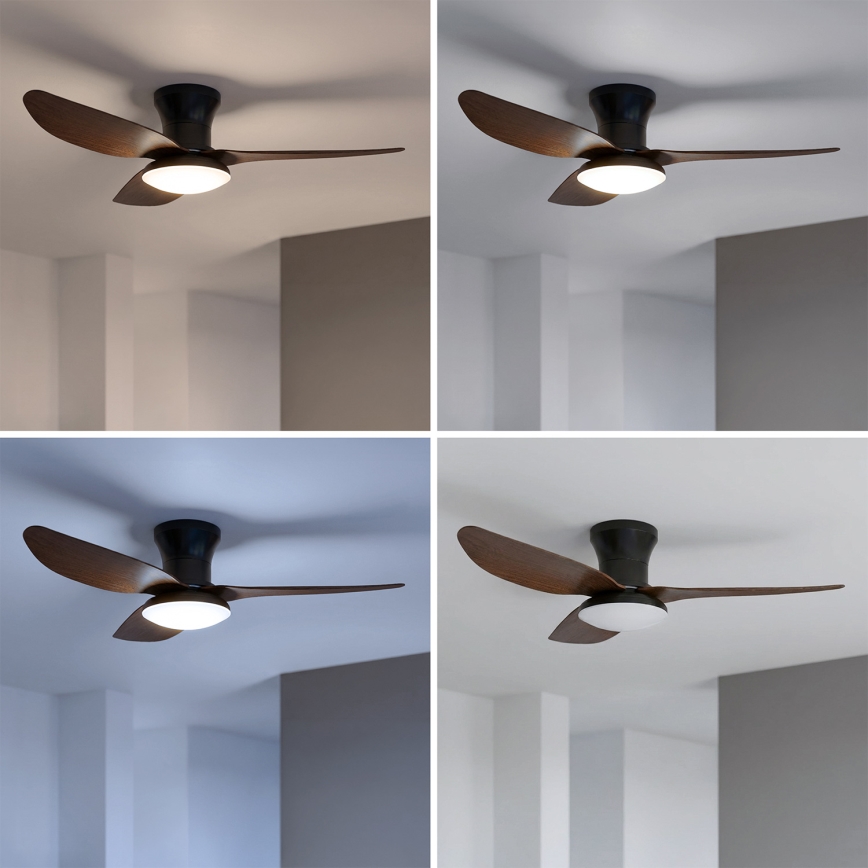 Brilagi - Ventilator de tavan LED reglabil, 38W/230V, 100 cm, negru/maro + telecomandă