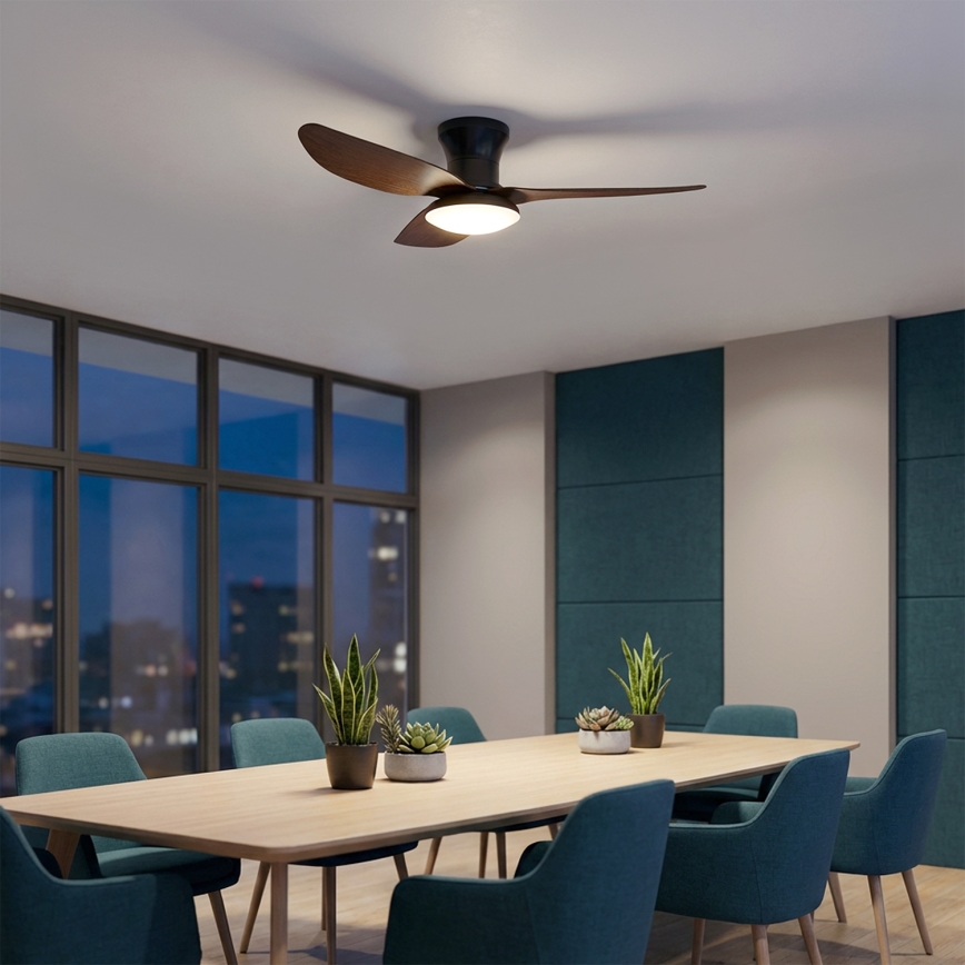 Brilagi - Ventilator de tavan LED reglabil, 38W/230V, 100 cm, negru/maro + telecomandă
