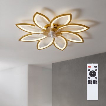 Brilagi - Ventilator de tavan LED dimabil, 43 W, 230 V, Ø 90 cm, auriu + telecomandă