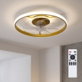 BRILAGI - Ventilator de tavan LED dimabil, 66 W, 230 V, 3000-6500 K, Ø 55 cm, alb/auriu, cu telecomandă