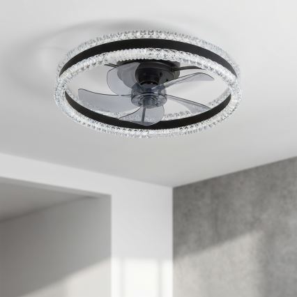 Brilagi - Ventilator de tavan cu LED reglabil, 62W, 230V, Ø 50 cm, negru, cu telecomandă