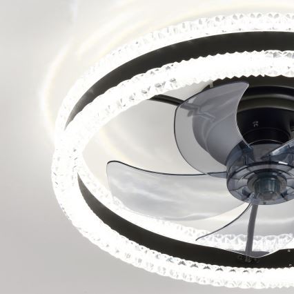 Brilagi - Ventilator de tavan cu LED reglabil, 62W, 230V, Ø 50 cm, negru, cu telecomandă