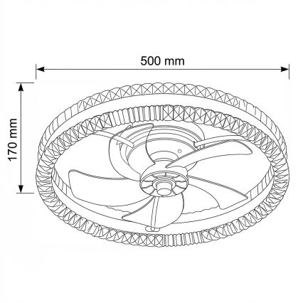 Brilagi - Ventilator de tavan cu LED reglabil, 62W, 230V, Ø 50 cm, negru, cu telecomandă