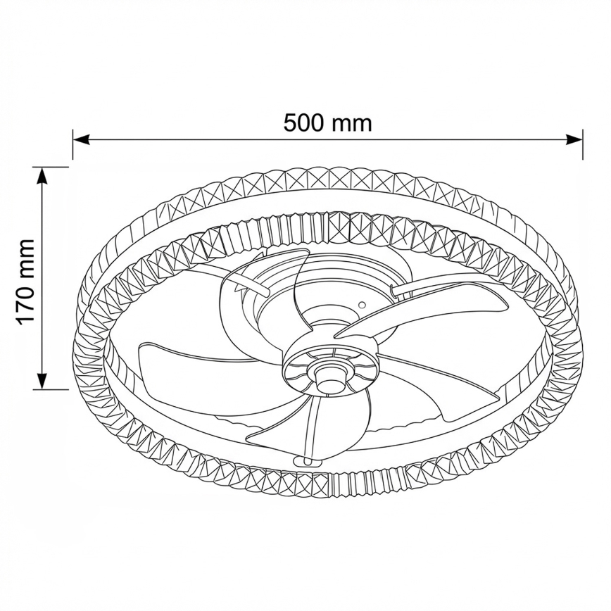 Brilagi - Ventilator de tavan cu LED reglabil, 62W, 230V, Ø 50 cm, negru, cu telecomandă