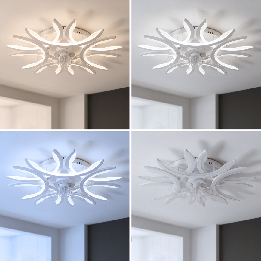 Brilagi - Ventilator de tavan cu lumină LED dimabilă, 70W/230V, Ø 76 cm, alb + telecomandă