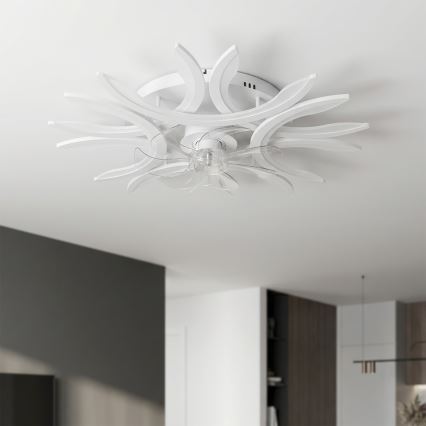 Brilagi - Ventilator de tavan cu lumină LED dimabilă, 70W/230V, Ø 76 cm, alb + telecomandă