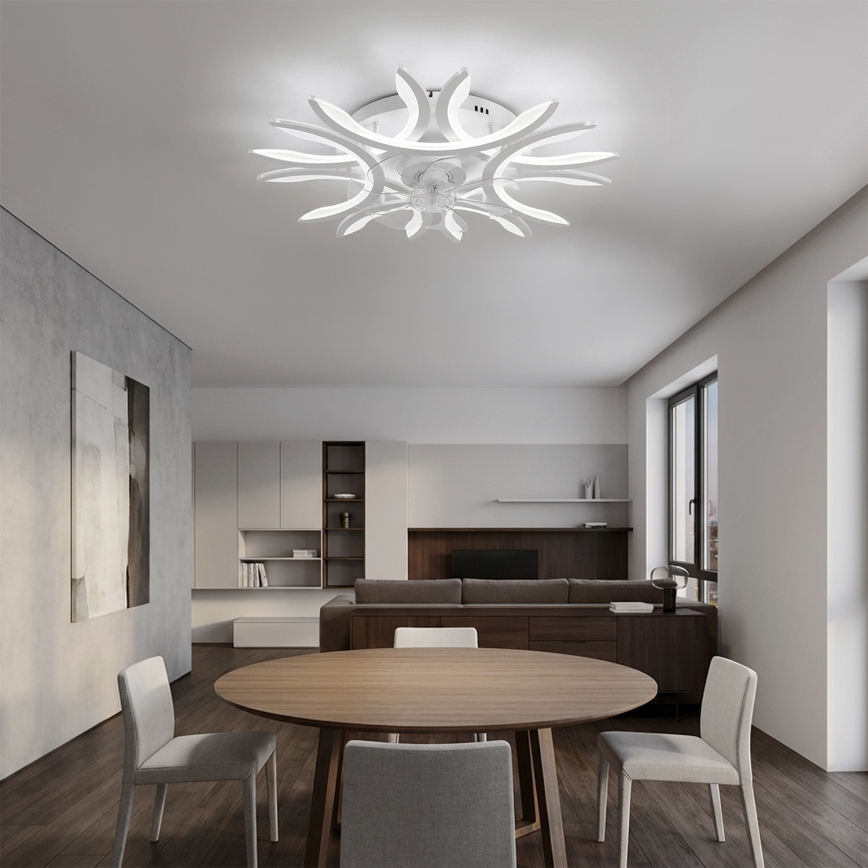 Brilagi - Ventilator de tavan cu lumină LED dimabilă, 70W/230V, Ø 76 cm, alb + telecomandă