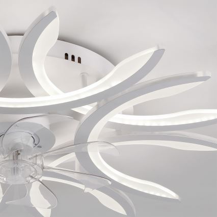 Brilagi - Ventilator de tavan cu lumină LED dimabilă, 70W/230V, Ø 76 cm, alb + telecomandă