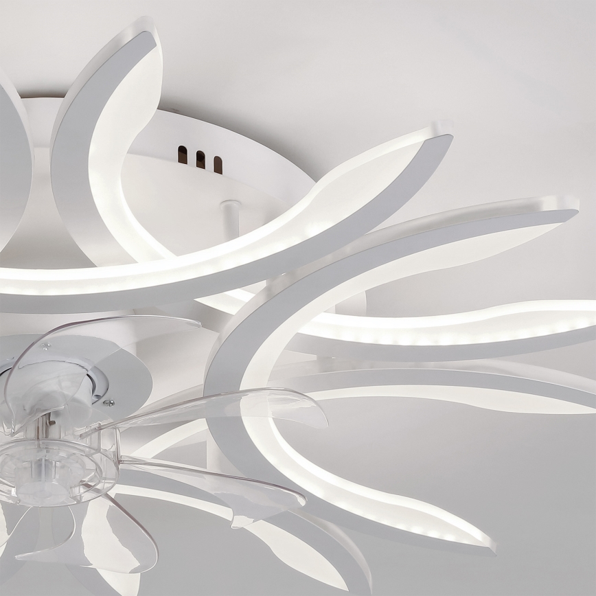Brilagi - Ventilator de tavan cu lumină LED dimabilă, 70W/230V, Ø 76 cm, alb + telecomandă