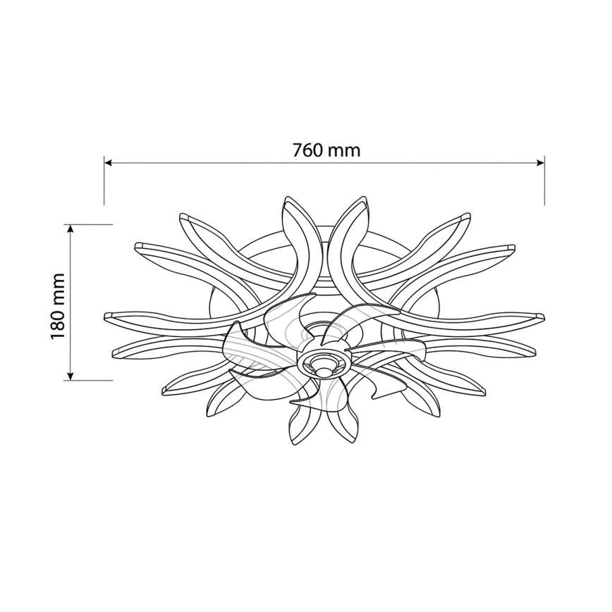 Brilagi - Ventilator de tavan cu lumină LED dimabilă, 70W/230V, Ø 76 cm, alb + telecomandă
