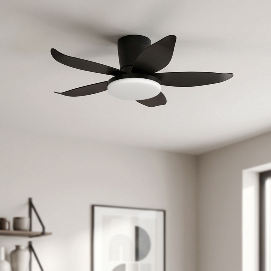 Brilagi - Ventilator de tavan cu LED dimabil, 32W, 230V, 3000–6500K, Ø 95 cm, negru + telecomandă
