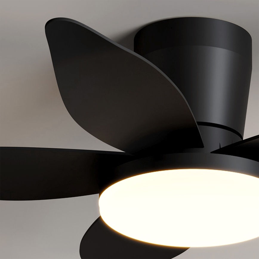 Brilagi - Ventilator de tavan cu LED dimabil, 32W, 230V, 3000–6500K, Ø 95 cm, negru + telecomandă