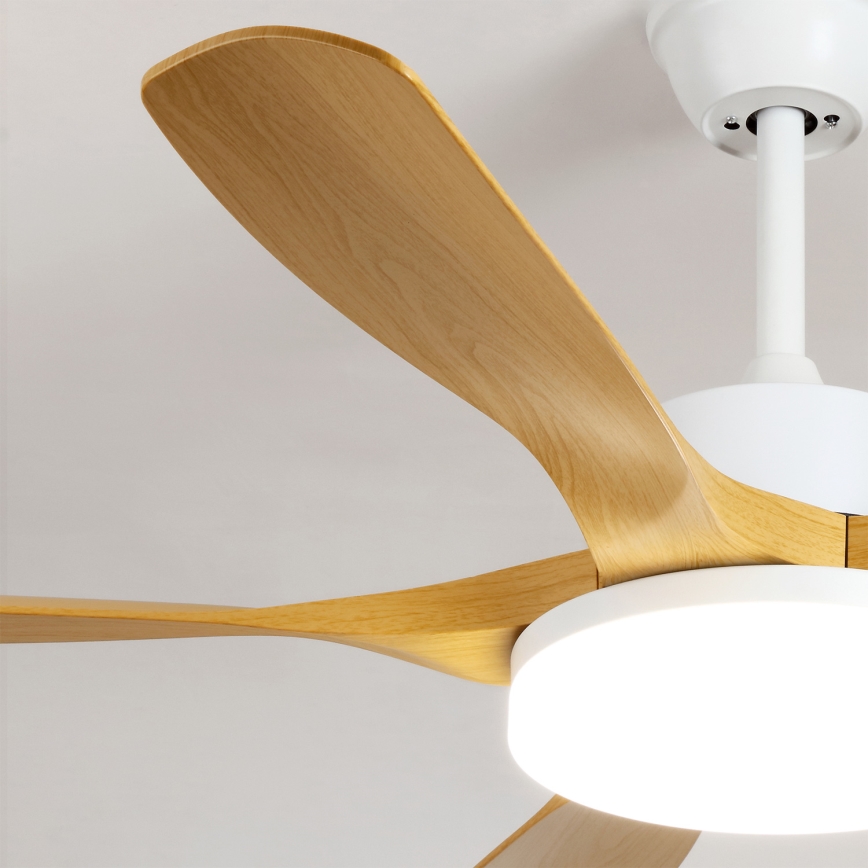 Brilagi - Ventilator de tavan cu LED dimabil/34W/230V 132 cm alb/maro + telecomandă