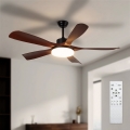 Brilagi - Ventilator de tavan LED dimmabil, 34W/230V, 3000-6500K, Ø 132 cm, negru/maro + telecomandă