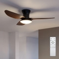 Brilagi - Ventilator de tavan LED dimmabil, 38W, 230V, 3000–6500K, Ø100 cm, negru/maro, cu telecomandă