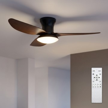 Brilagi - Ventilator de tavan LED dimmabil, 38W, 230V, 3000–6500K, Ø100 cm, negru/maro, cu telecomandă
