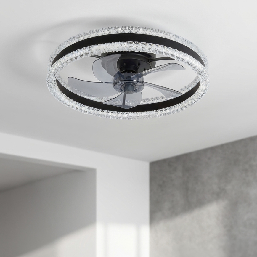 Brilagi - Ventilator de tavan cu LED reglabil, 62 W, 230 V, 3000–6500 K, Ø 50 cm, negru, cu telecomandă