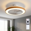 Brilagi - Ventilator de tavan LED reglabil, 38W/230V, 3000-6500K, Ø 50 cm, alb/maro + telecomandă