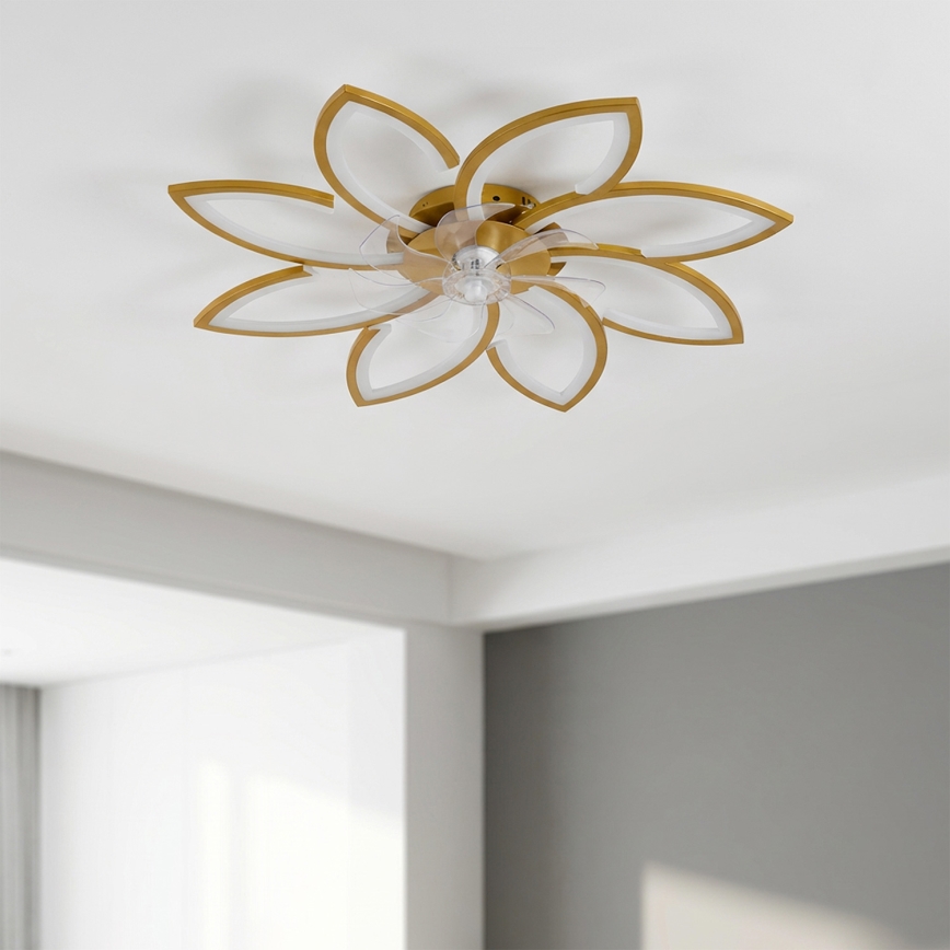 Brilagi - Ventilator de tavan LED reglabil LED/43W/230V 3000-6500K diametru 90 cm auriu + telecomandă