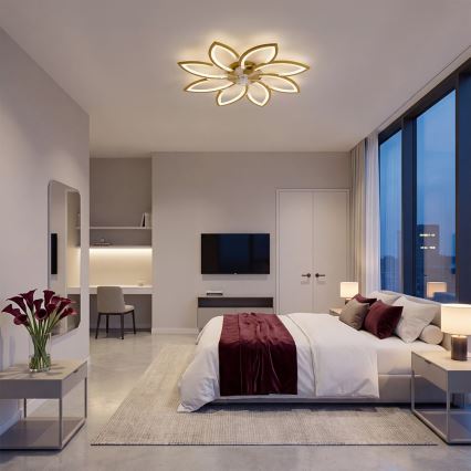 Brilagi - Ventilator de tavan LED reglabil LED/43W/230V 3000-6500K diametru 90 cm auriu + telecomandă