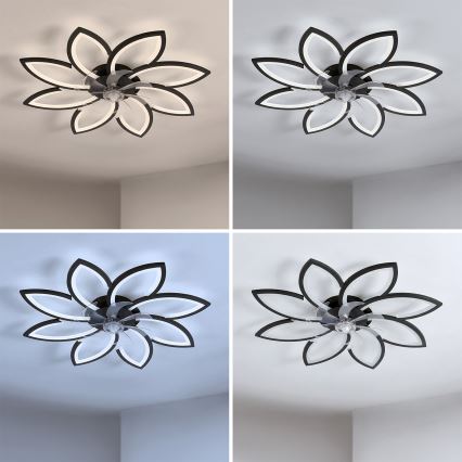 Brilagi - Ventilator de tavan LED dimabil, 43W/230V, Ø 90 cm, negru, cu telecomandă