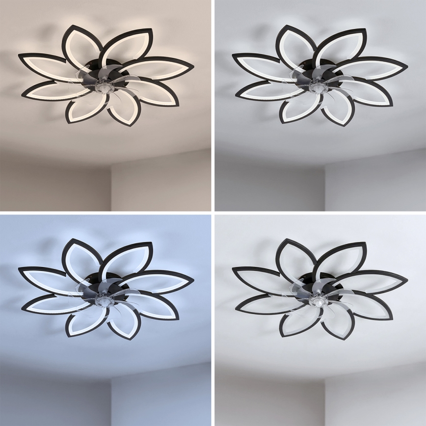 Brilagi - Ventilator de tavan LED dimabil, 43W/230V, Ø 90 cm, negru, cu telecomandă