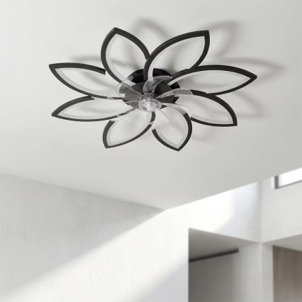 Brilagi - Ventilator de tavan LED dimabil, 43W/230V, Ø 90 cm, negru, cu telecomandă
