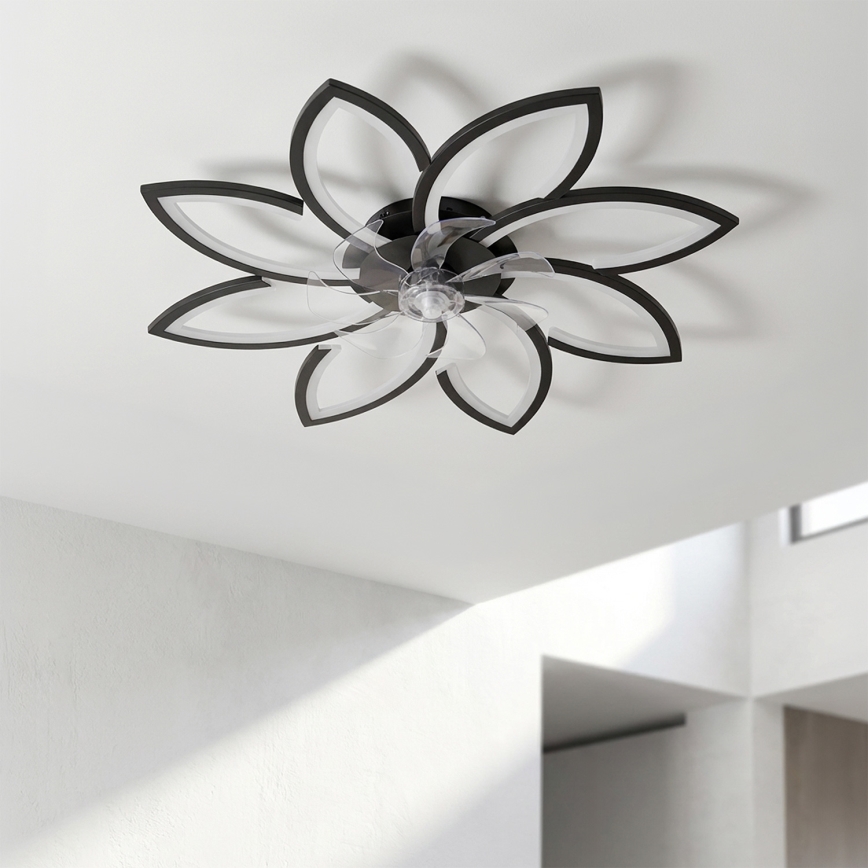 Brilagi - Ventilator de tavan LED dimabil, 43W/230V, Ø 90 cm, negru, cu telecomandă