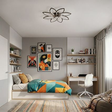 Brilagi - Ventilator de tavan LED dimabil, 43W/230V, Ø 90 cm, negru, cu telecomandă