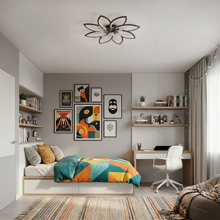 Brilagi - Ventilator de tavan LED dimabil, 43W/230V, Ø 90 cm, negru, cu telecomandă