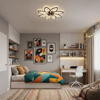 Brilagi - Ventilator de tavan LED dimabil, 43W/230V, Ø 90 cm, negru, cu telecomandă