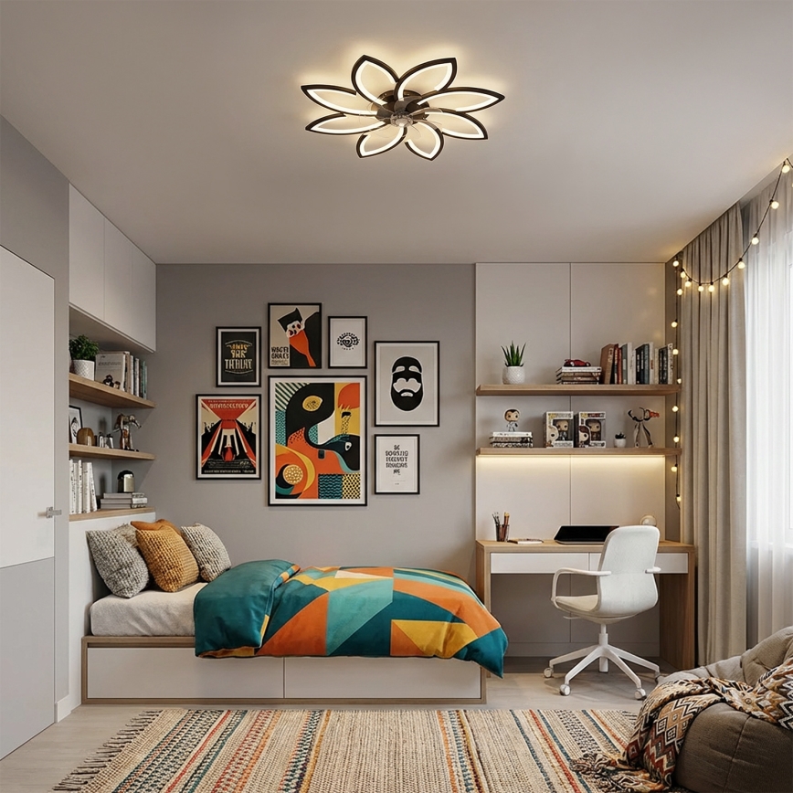 Brilagi - Ventilator de tavan LED dimabil, 43W/230V, Ø 90 cm, negru, cu telecomandă