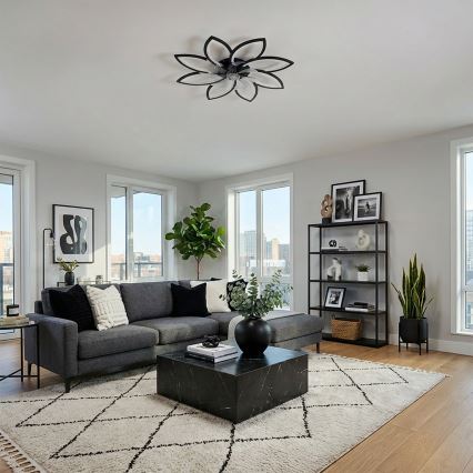 Brilagi - Ventilator de tavan LED dimabil, 43W/230V, Ø 90 cm, negru, cu telecomandă