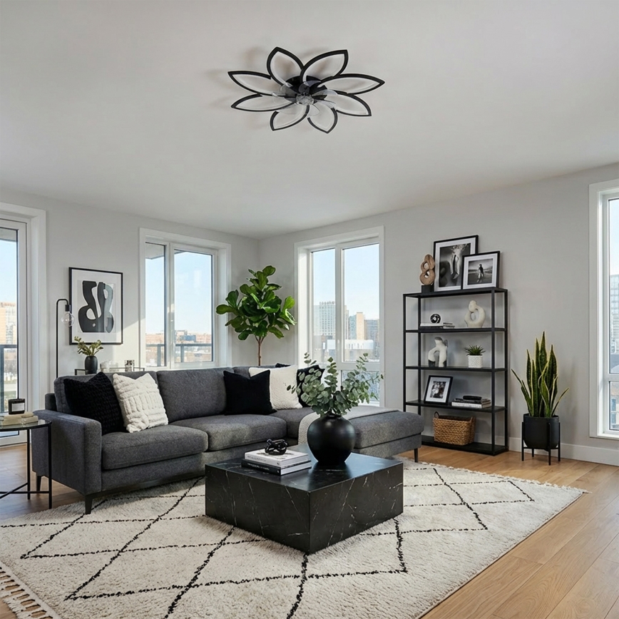 Brilagi - Ventilator de tavan LED dimabil, 43W/230V, Ø 90 cm, negru, cu telecomandă