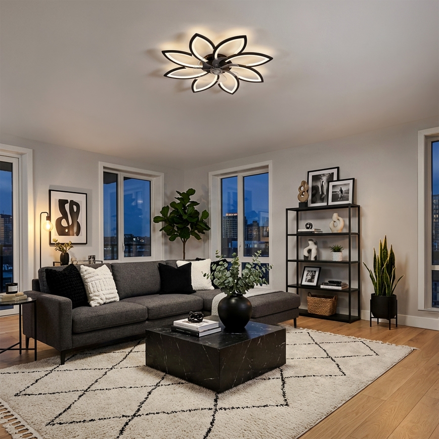 Brilagi - Ventilator de tavan LED dimabil, 43W/230V, Ø 90 cm, negru, cu telecomandă