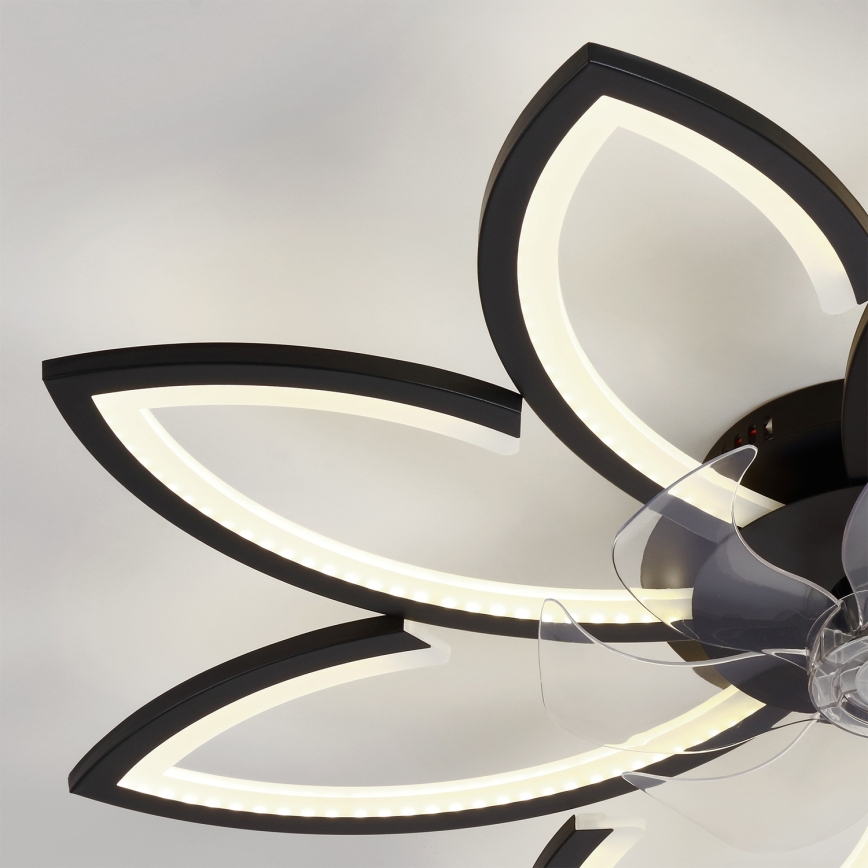 Brilagi - Ventilator de tavan LED dimabil, 43W/230V, Ø 90 cm, negru, cu telecomandă