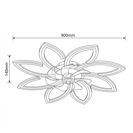 Brilagi - Ventilator de tavan LED dimabil, 43W/230V, Ø 90 cm, negru, cu telecomandă