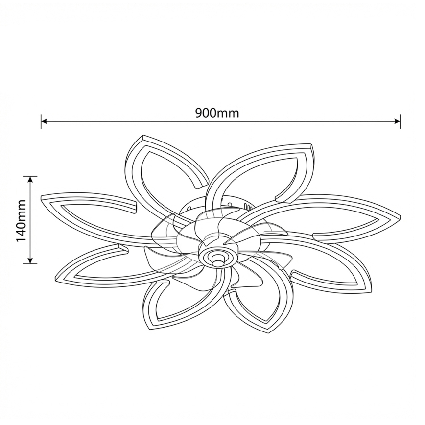 Brilagi - Ventilator de tavan LED dimabil, 43W/230V, Ø 90 cm, negru, cu telecomandă