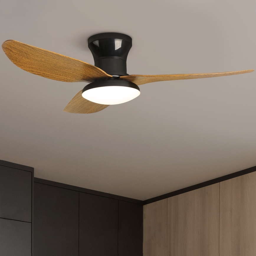 Brilagi - Ventilator de tavan LED reglabil LED/30W/230V 3000-6500K negru/maro + telecomandă