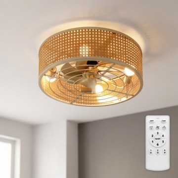 Brilagi - Ventilator de tavan Ø 50 cm, 4xE27/40W/230V, bambus, cu telecomandă
