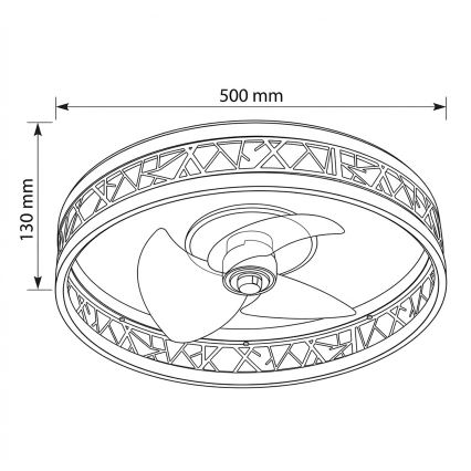 Brilagi - Ventilator de tavan LED dimabil 34W/230V 3000-6500K diam. 50 cm negru/auriu + telecomandă