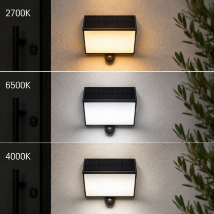 Brilliant - Aplica LED solară de perete cu senzor SIERRA LED/6W/3,7V 2700/4000/6500K 2000 mAh IP54 negru