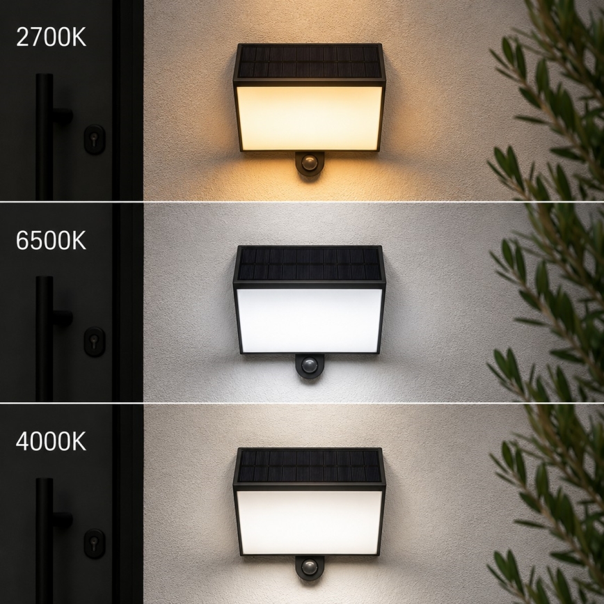 Brilliant - Aplica LED solară de perete cu senzor SIERRA LED/6W/3,7V 2700/4000/6500K 2000 mAh IP54 negru