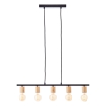 Brilliant - Candelabru KERRY suspendat pe cablu 5xE27/40W/230V negru/bambus