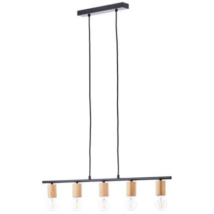 Brilliant - Candelabru KERRY suspendat pe cablu 5xE27/40W/230V negru/bambus